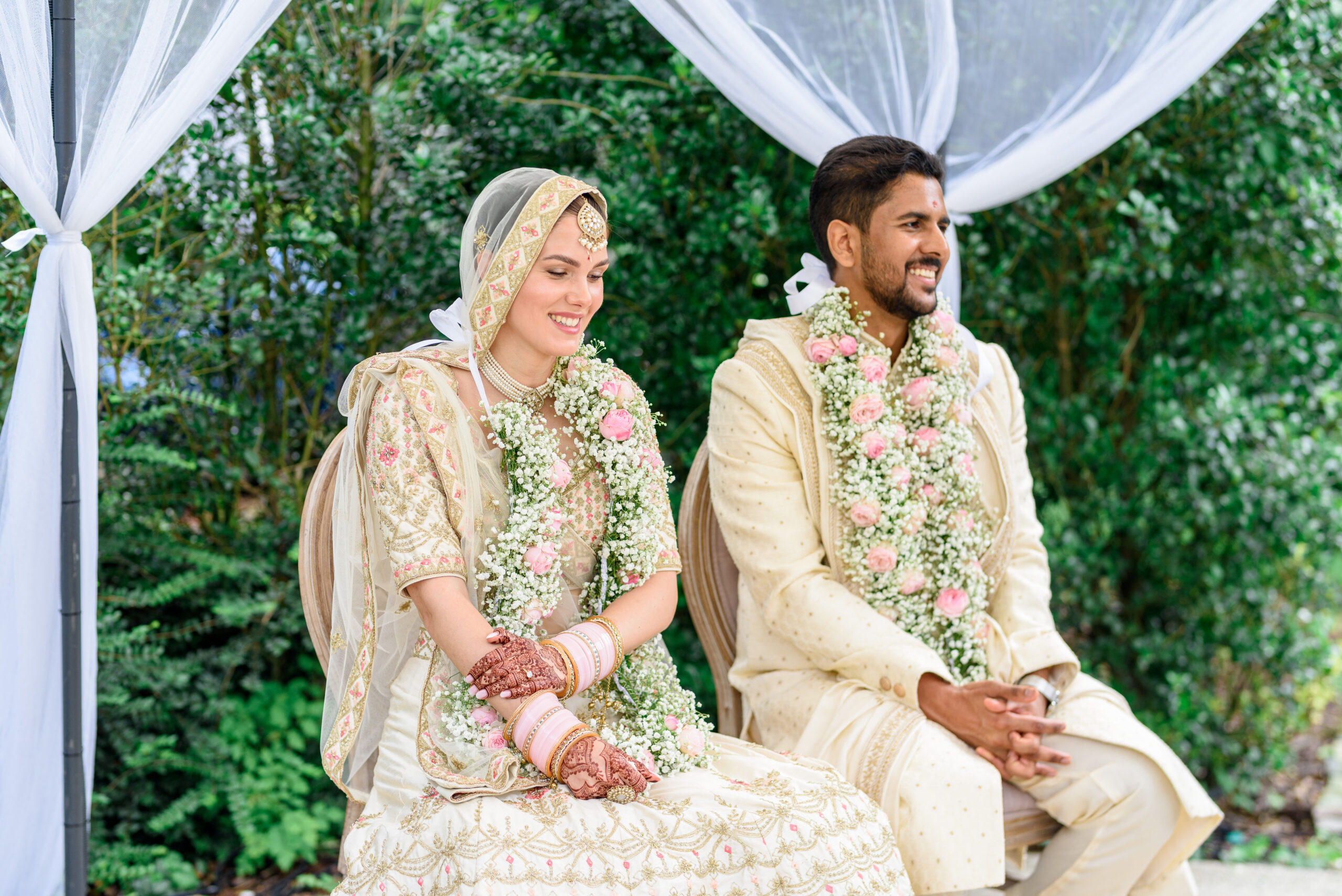 Indian and Hungarian couple during wedding ceremony in Hungary